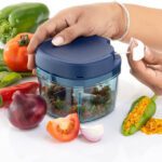 Macarize Square Hurricane 600 Ml Premium Finished Unbreakable Trusted Brand Vegetable & Fruit Chopper(1 Container, 1 Blade Shaft, 1 String Head)