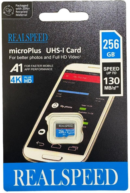 Realspeed Realdqm-256G-B34 A1Micro 256 Gb Mmc Micro Card Class 10 130 Mb/S  Memory Card Compatible With Camera, Computer, Gaming Console, Tablet, Mobile