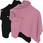 Kajaru Solid Men Zip Neck Black, Pink T-Shirt