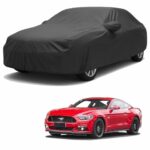 Sulfar 100% Water Resistant Car Body Cover Compatible With Mirror For Ford Mustang (Triple Stitched, Full Bottom Elastic, Dark Grey)