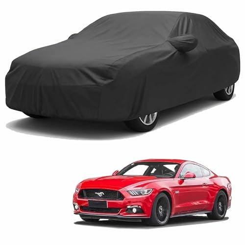 Sulfar 100% Water Resistant Car Body Cover Compatible With Mirror For Ford Mustang (Triple Stitched, Full Bottom Elastic, Dark Grey)