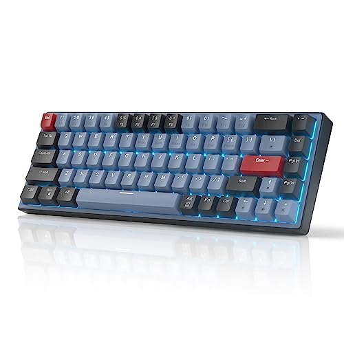 Magegee 60% Mechanical Gaming Keyboard,68Keys Compact Blue Led Backlit Gaming Keyboard, Sky Wired Ergonomic Mini Office Keyboard For Windows Pc Gamer (Black Blue/Brown Switches)