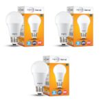 Wipro Garnet 9W Led Bulb For Home & Office |Cool Day White (6500K) | E27 Base|220 Degree Light Coverage |4Kv Surge Protection |400V High Voltage Protection |Energy Efficient | Pack Of 3