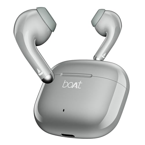 Boat Airdopes 101V2, 35H Battery, Enx Tech, 13Mm Drivers, Asap Charge, Flex-Fit Ear Tips,Stream Ad Free Music Via App Support, Bluetooth Earbuds, Tws Ear Buds Wireless Earphones With Mic (Cloudy Grey)