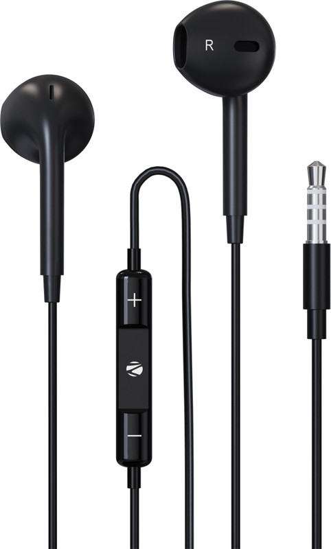 Zebronics Zeb-Buds 30, With In-Line Mic, 3.5Mm Jack, 14Mm Drivers, Volume Control, Durable Wired(Black, In The Ear)