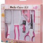 Squnib Baby Nail Grooming Kit One Box With 6 Items Nail Clipper With Safty Cover/Hair Brush/Comb/Scissors With Safety Cover