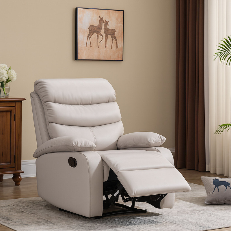 Oakcraft Leatherette Manual Recliner(Finish Color – White, Diy(Do-It-Yourself))