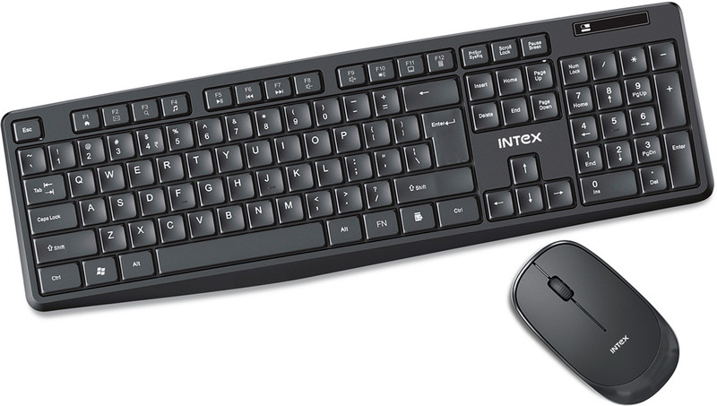 Intex It-Wlkbm01 Wireless Standard Desktop Keyboard Compatible With Desktop, Laptop, Mac Power Wireless Keyboard And Mouse Combo Set(Black)