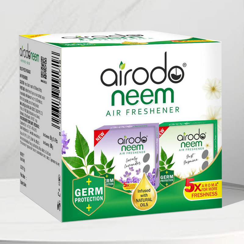 Airodo Lavender, Jasmine Blocks Neem Bathroom Air Freshener Assorted Blocks|30 Days Long Lasting(4X50Gm)(200 G)