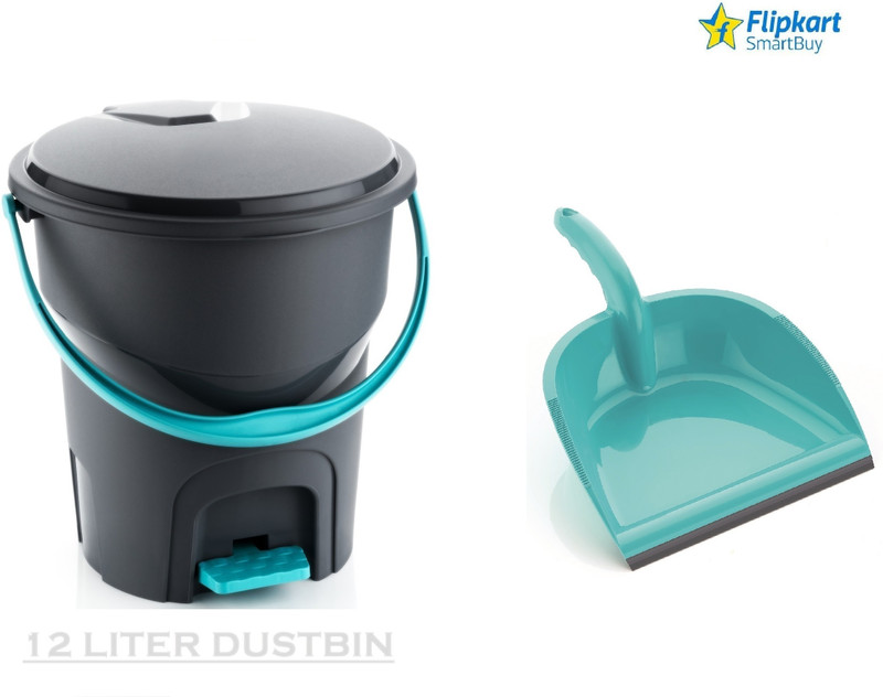 Flipkart Smartbuy Plastic Dustbin(Grey, Green, Pack Of 2)