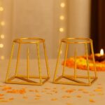 Ecofynd Metal Gold Banana Plant Stand, Pack Of 2 Heavy Decorative Leaf Stand For Plant, Tree, Stem, Ideal For Home Festival Decor, Placing Puja, Religious & Other Ceremonies Use