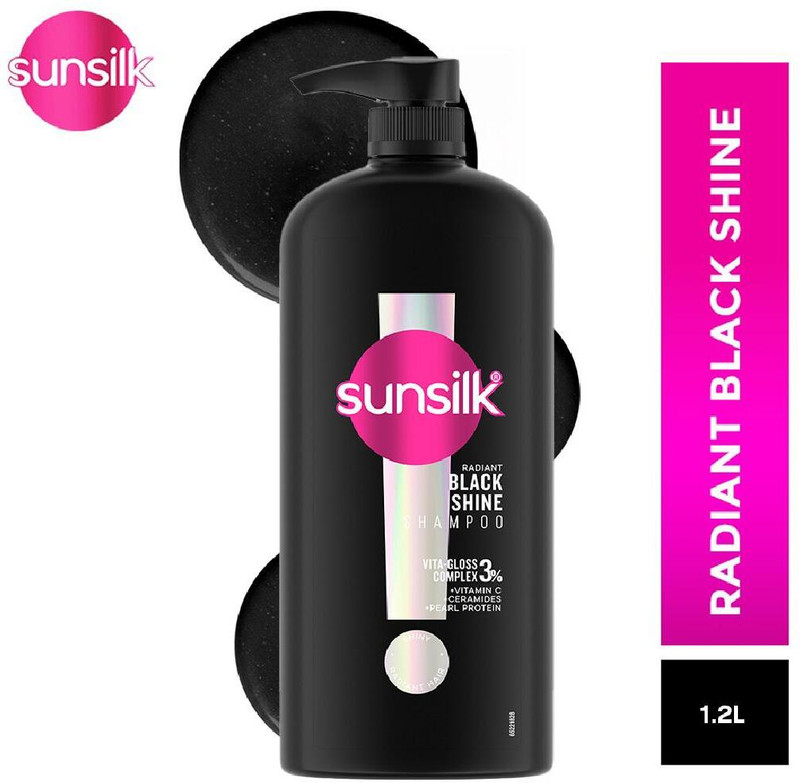 Sunsilk Radiant Black Shine Shampoo, With 3% Vita-Gloss Complex(1200 Ml)