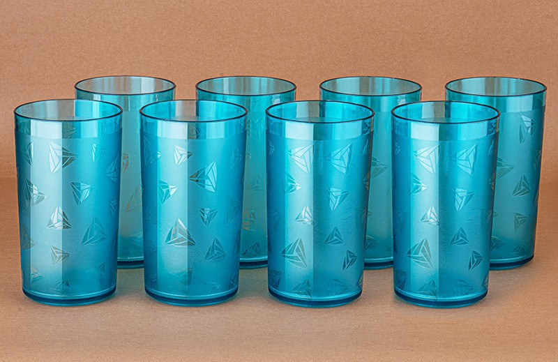 Centureum (Pack Of 8) 100% Unbreakable Prism Water Juice Drinking Glasses Set Of 8 For Kitchen Glass Set Water/Juice Glass(300 Ml, Plastic, Blue)