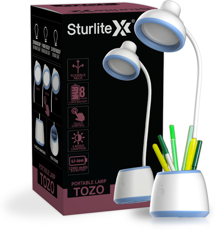 Sturlite Tozo 6W Rechargeable Led|(3 In 1) Dimmable Light|(3-28) Hrs Backup Table Lamp(17.3 Cm, White)