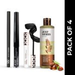 Just Herbs Eye Regime Combo Pack Of 4 | Kajal, Eyeliner, Mascara, Makeup Remover(Black, 150 G)