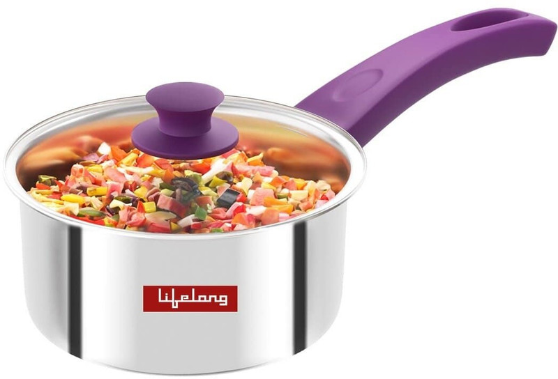 Lifelong Lltpsp14 Triply Sauce Pan 14 Cm Diameter With Lid 1.1 L Capacity(Triply, Induction Bottom)