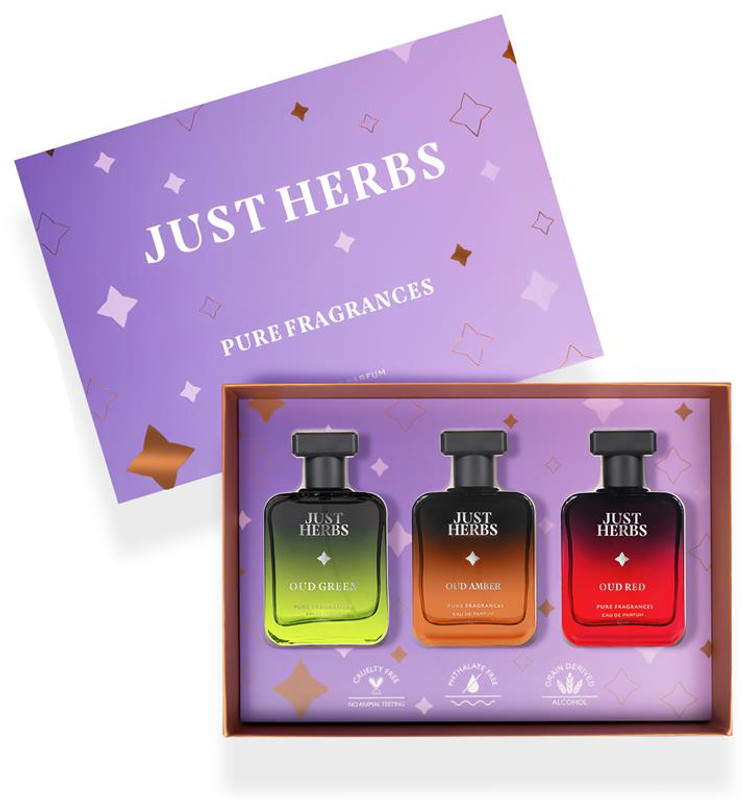 Just Herbs Pure Fragrances Intense Oud Trio Perfume Set Of 3 – 50Ml Eau De Parfum – 150 Ml(For Men & Women)