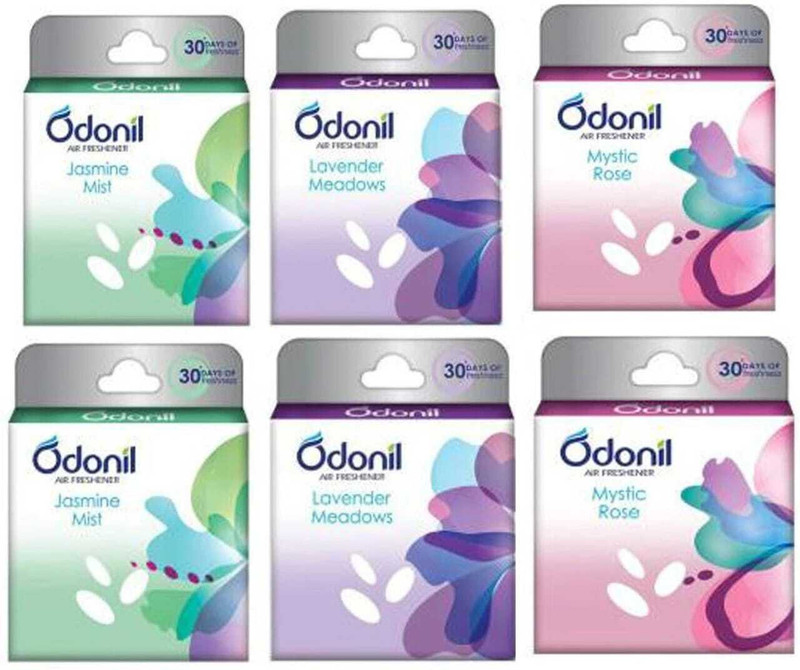 Odonil Mixed Fragrance, Long Lasting Odour (6 X 48 G), Assorted Blocks(Pack Of 6) Blocks Mixed Pack Of 6(6 X 48 G)