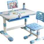 Let’S Play® Kids Study Desk And Chair Set, Multifuncational Study Table 2-15 Years Kids With Height Adjustable (Blue, Design B)