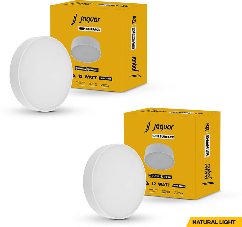 Jaquar 12W Led Gem Trim Less Round Surface Mount Down Natural (Pack Of 2) Ceiling Light Ceiling Lamp(White)