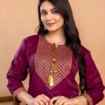 Tibra Attire Women Embroidered Straight Kurta(Maroon)
