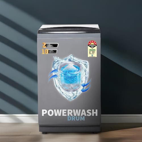 Sharp 7.5 Kg Fully Automatic Top Load Washing Machine With Toughened Glass I Japan Quality I Hot & Cold Water Dual Inlet, Soft Close, Add Laundry I 10 Wash Mode I Ss Pulsator I Es-T75N-Gy I Inox Grey