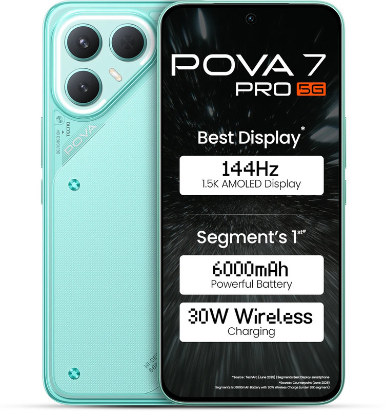 Tecno Pova 7 Pro 5G (Neon Cyan, 256 Gb)(8 Gb Ram)