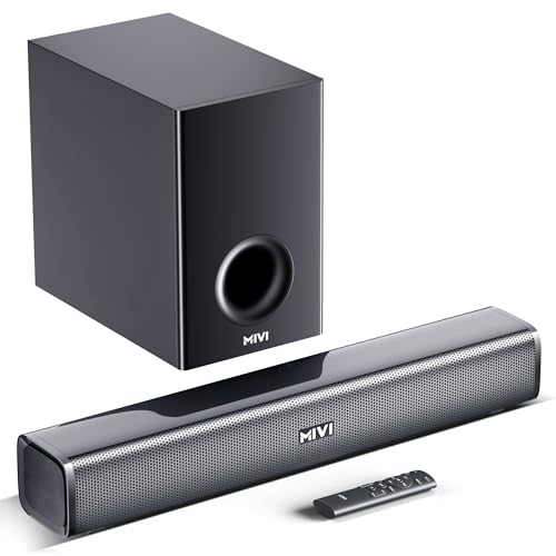 Mivi Fort H120 Soundbar – 120W Home Theatre Sound Bar, 2.1 Channel, 2 In-Built Speakers And 1 External Subwoofer, Multiple Eq & Input Modes, Made In India Sound Bar For Tv