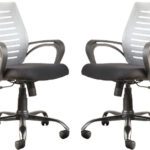 Iafa Diego Mid Back Ergonomic Office Chair Heavy Duty Black Metal Base 2 Yr Warranty Mesh Office Arm Chair(Black, Grey, Set Of 2, Diy(Do-It-Yourself))