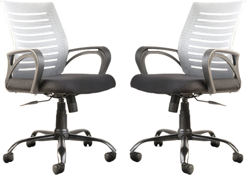 Iafa Diego Mid Back Ergonomic Office Chair Heavy Duty Black Metal Base 2 Yr Warranty Mesh Office Arm Chair(Black, Grey, Set Of 2, Diy(Do-It-Yourself))