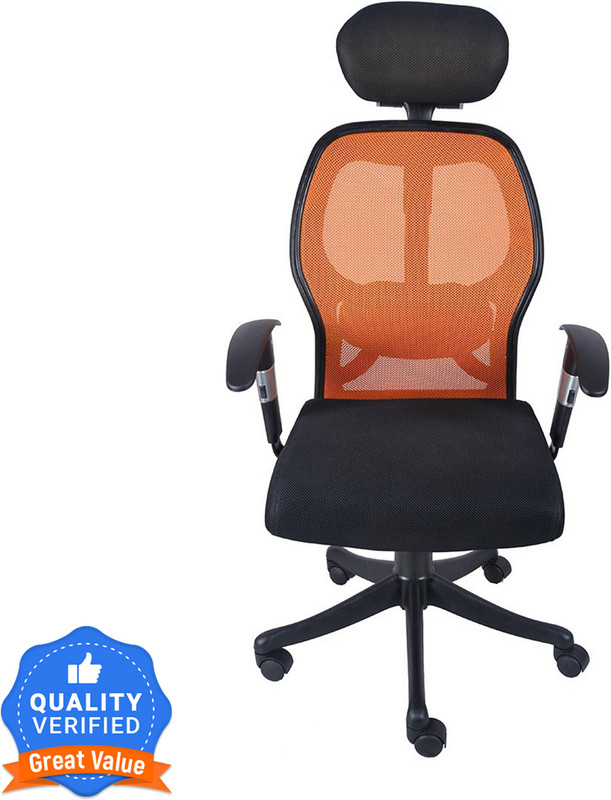 Flipkart Perfect Homes Sango X Fabric Office Arm Chair(Orange, Diy(Do-It-Yourself))