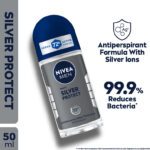 Nivea Men Silver Protect Roll On With Antibacterial 72H Protection, Reduces 99.9% Bacteria Deodorant Roll-On  –  For Men(50 Ml)