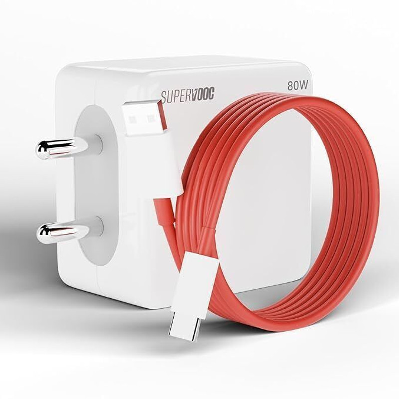 Oneplus 80 W Supervooc 7.3 A Wall Charger For Mobile With Detachable Cable(White, Red, Cable Included)