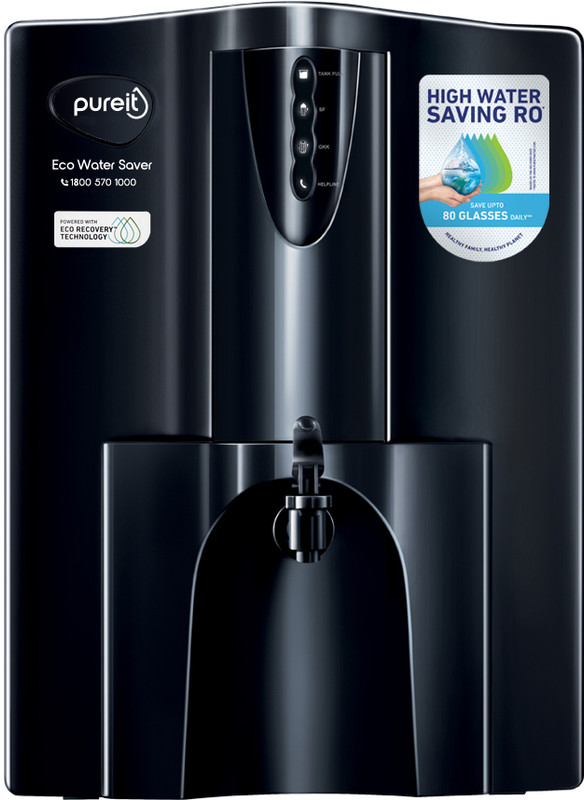 Pureit Eco Water Saver 10 L Ro + Uv + Mf Water Purifier 7 Stage Filteration Upto 60% Water Recovery Wall Mountable Ideal For Borewell, Tanker & Municipal Water(Black)