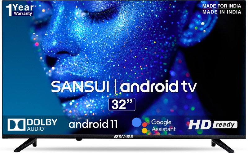 Sansui 80 Cm (32 Inch) Hd Ready Led Smart Android Tv With Android 11 (Midnight Black)(Jsw32Ashd)