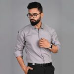 Fubar Men Solid Formal Grey Shirt