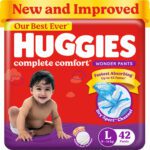 Huggies Complete Comfort Wonder Pants, India’S Fastest Absorbing Diaper | – L(42 Pieces)
