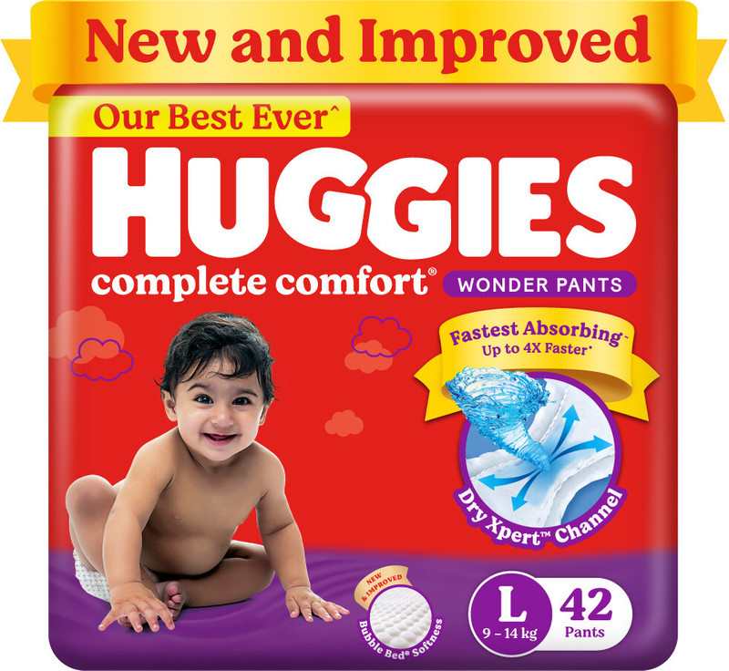 Huggies Complete Comfort Wonder Pants, India’S Fastest Absorbing Diaper | – L(42 Pieces)