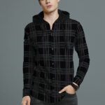 Lewel Men Checkered Casual Black, Grey Shirt