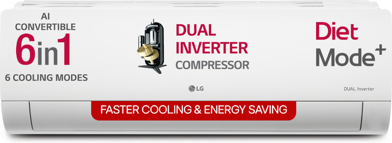 Lg 2025 Model Ai Convertible 6-In-1 1.5 Ton 3 Star Split Ai Dual Inverter With Faster Cooling And Energy Saving, Viraat Mode And Diet Mode Plus Ac  – White(Us-Q18Jnxe, Copper Condenser)