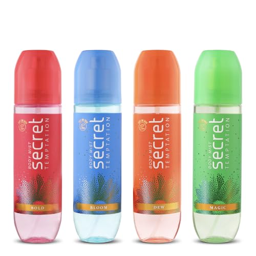 Secret Temptation Body Mist Combo For Women, Pack Of 4 (135Ml Each) L Long-Lasting Fragrance L Dermatologically Tested & Safe On Skin L Experience Post Shower Freshness