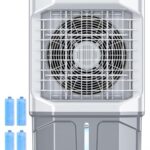 Hifresh Air Cooler For Room Cooling, 29Ft Powerful Air Throw Portable Fan, 20L Ice Chamber, 3-Side Honeycomb Pads, 4 Ice Packs, Auto Rotation, Personal Air Cooler For Home, Low Power Consumption