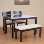 Home Centre 4 Seater Montoya Rubber Wood Dining Set With 2 Chairs And 1 Bench | Rubber Wood Dining Table Sets For Dining Room|(Brown) 1 Year Warranty