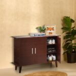 Green Soul Marina Pro | Engineered Wood Shoe Rack For Home With Wooden Legs | 3 Shelves, 3 Doors | Store Upto 12 Pair Of Shoes | 3 Year Warranty (Rosewood) | Installation Provided