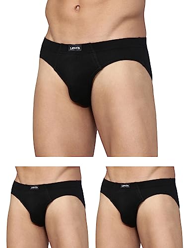 Levi’S Men’S Cotton Style #011 Comfort Regular Fit Solid Brief (Pack Of 3) (#011-Brief-Blk/Blk/Blk-P3, Black_M)
