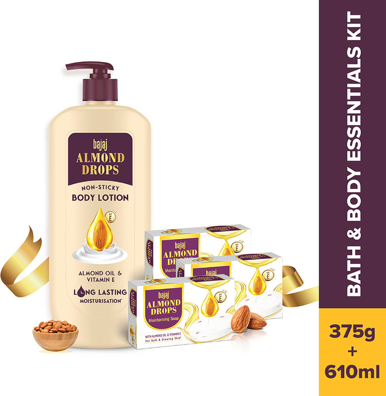 Bajaj Almond Drops Body Lotion – 610Ml + Soap 125*3(2 Items In The Set)