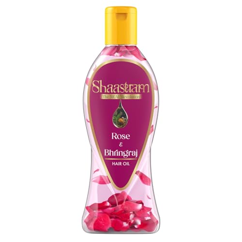 Shaastram Rose & Bhringraj Herbal Hair Oil For Men & Women | Ayurvedic Hair Growth Oil With Real Rose Petals | Strengthens Roots, Controls Hair Fall, Adds Shine – 180Ml