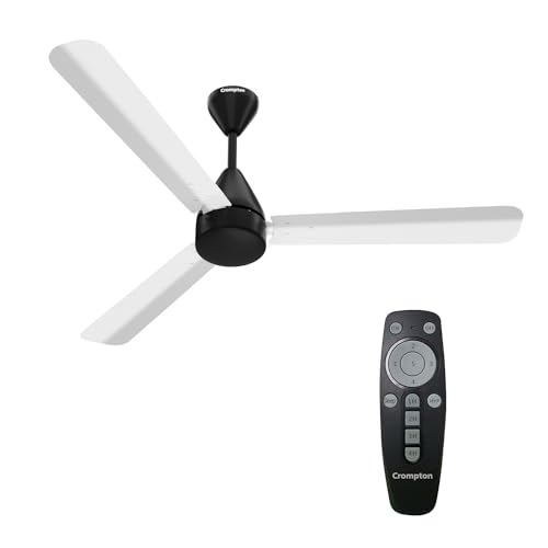 Crompton Energion Hyperjet 1200Mm Bldc Ceiling Fan | Point Anywhere Remote Control | Bee 5 Star Rated Energy Efficient | Superior Air Delivery | Anti-Rust | 2 Year Manufacturer Warranty | White Black