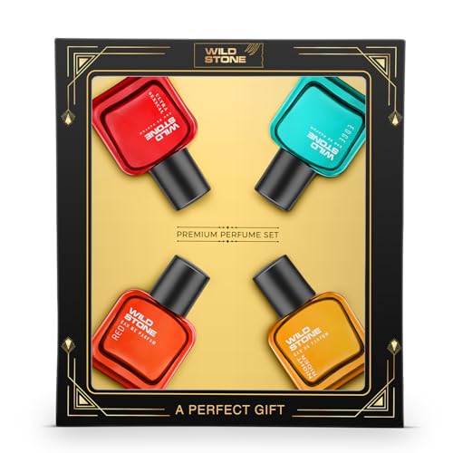 Wild Stone Gift Set For Men 4X30Ml – Ultra Sensual, Edge, Night Rider & Red | Long-Lasting Fragrance | Premium Gift Pack For Men | Travel-Friendly Mini Perfumes