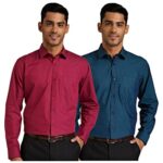 Amazon Brand – Symbol Men’S Cotton Formal Shirt | Casual | Plain | Full Sleeve | Combo Pack Of 2 – Regular Fit (Available In Plus Size) (Navy / Majenta_39)